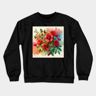 Red Hibiscus Flowers Crewneck Sweatshirt